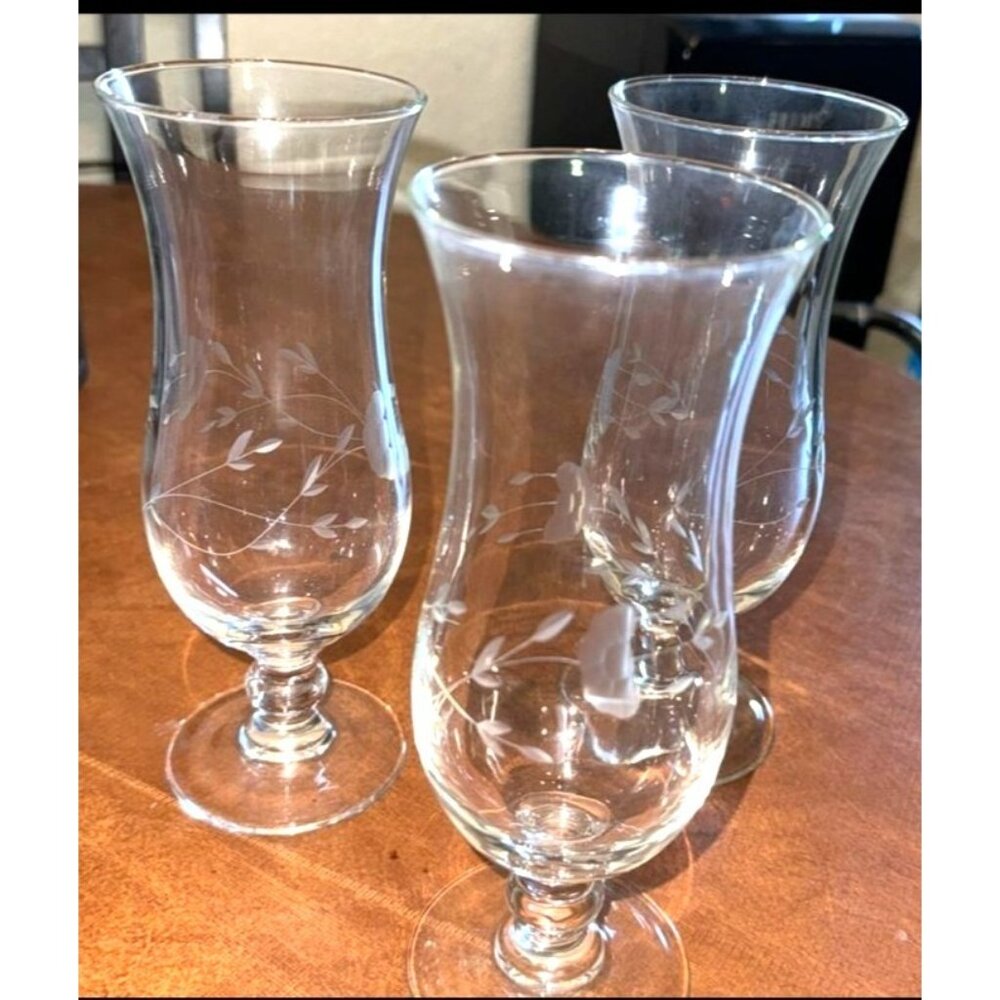 Set Of 3 Princess House  Glass Hurricane Votive Holders